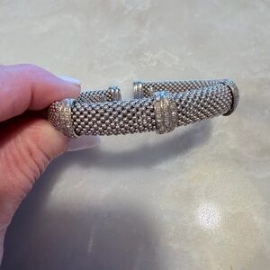 LAGOS Silver Mesh Cuff with Pavé Accent Bands